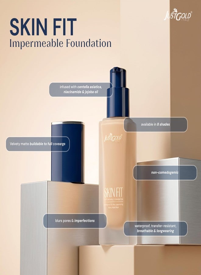 JUST GOLD Justgold Skin Fit Impermeable Foundation Waterproof & Ultra-Longwearing Velvet Matte Finish (#50 Shahi Silk) - Image 2