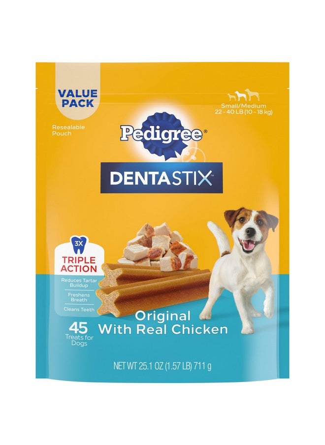Pedigree Dentastix Small/Medium Dog Dental Treats Original Flavor Dental Bones, 1.57 Lb. Value Pack (45 Treats)  - Image 1