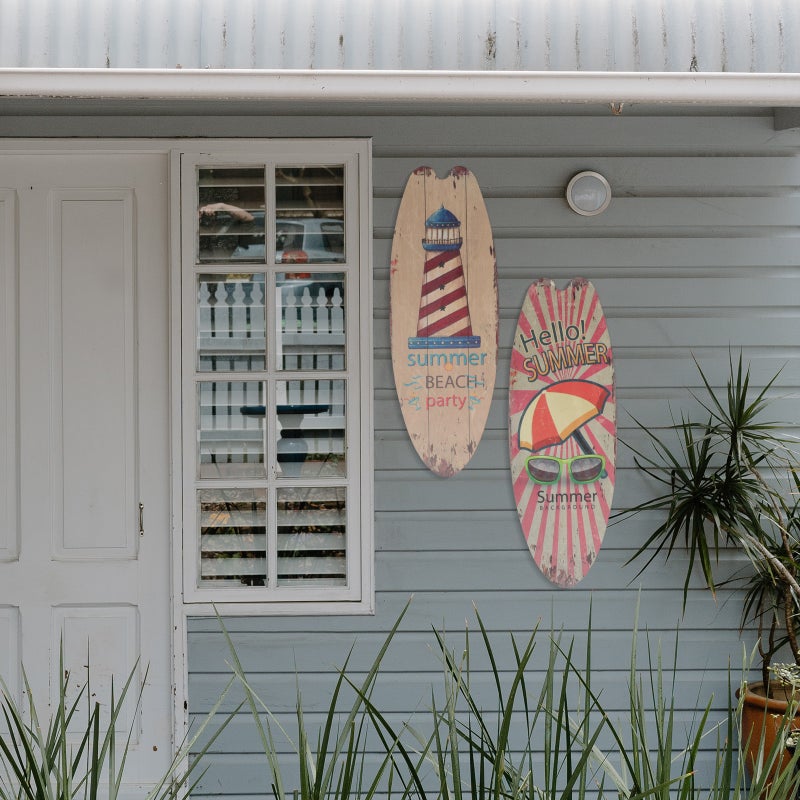 6 Pcs Surfboard Signs Hanging Sign Beach Themed Decorative Wall Art - Image 2