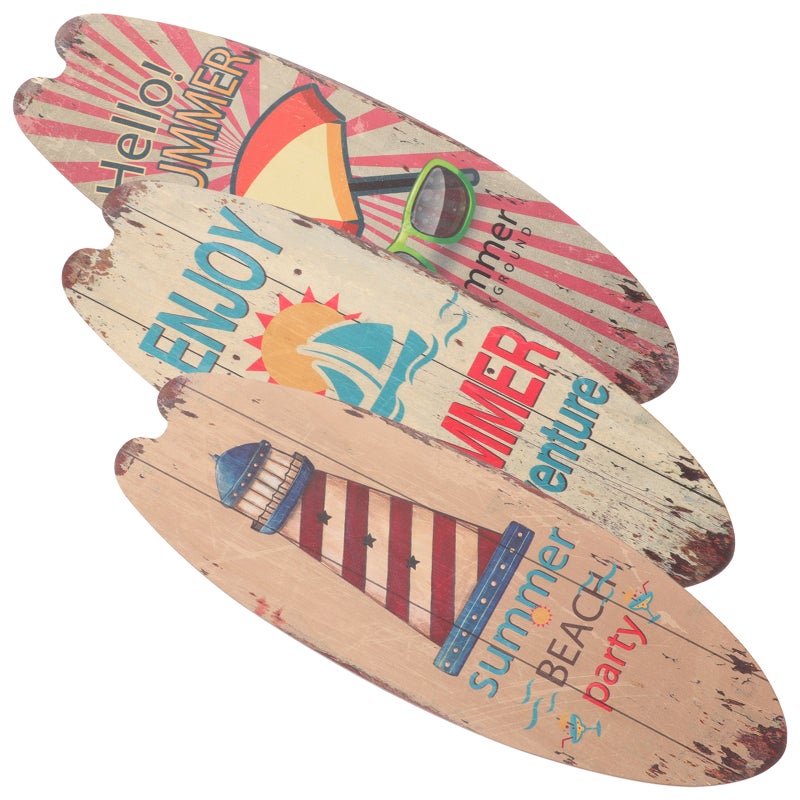 6 Pcs Surfboard Signs Hanging Sign Beach Themed Decorative Wall Art - Image 3