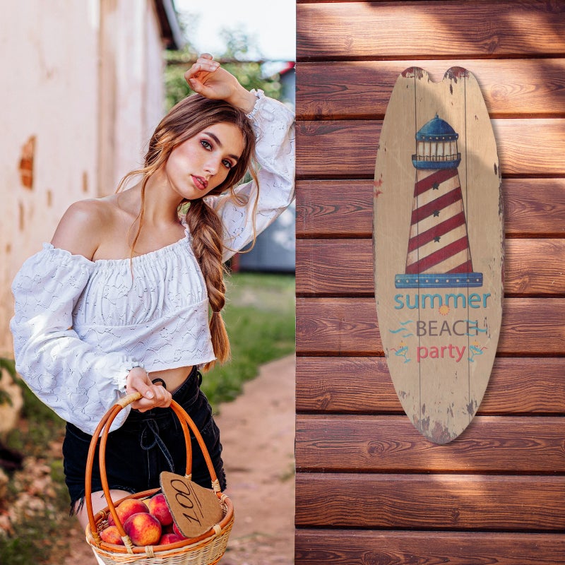 6 Pcs Surfboard Signs Hanging Sign Beach Themed Decorative Wall Art - Image 4