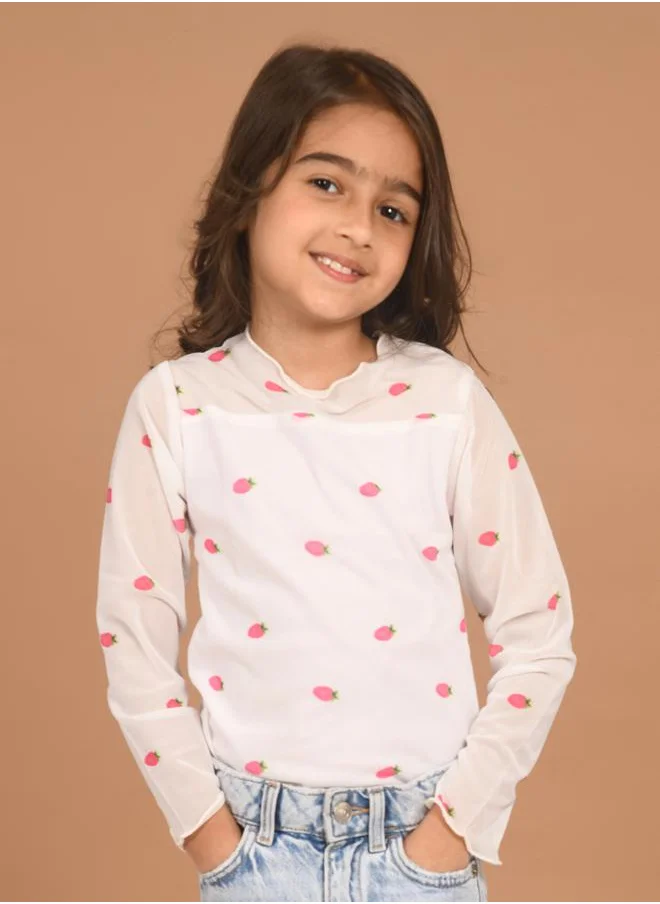 ليل بيكس Strawberry Print Long Sleeves Top by Styli