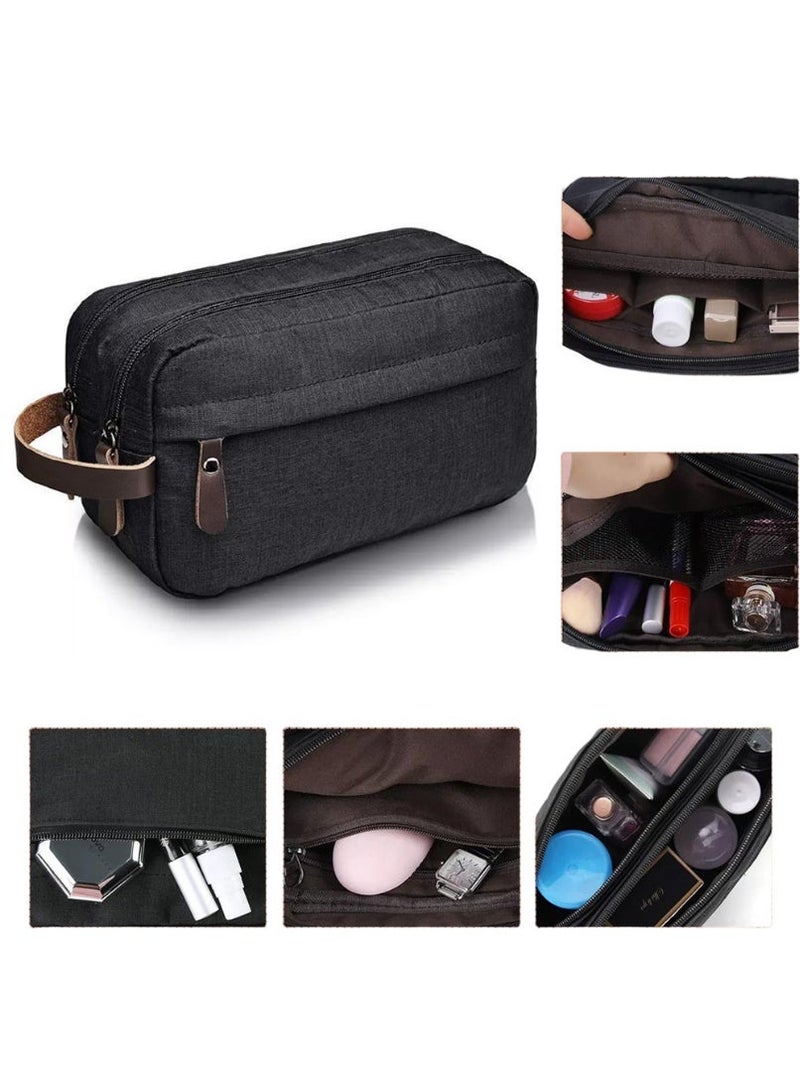 Waterproof Toiletry Bag, Large Capacity Travel Organizer for Men and Women, Two Compartments, Portable for Business Trip or Home Use (Black) - Image 1