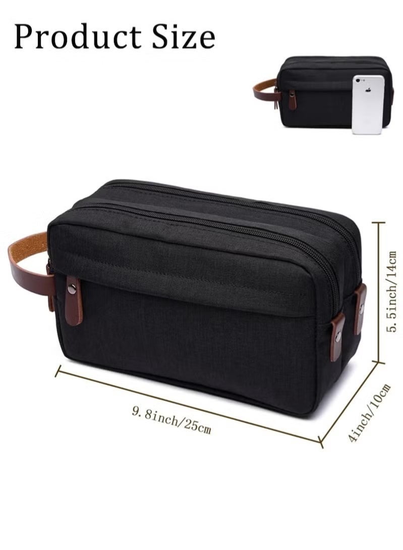 Waterproof Toiletry Bag, Large Capacity Travel Organizer for Men and Women, Two Compartments, Portable for Business Trip or Home Use (Black) - Image 2
