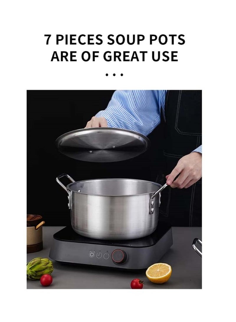 7-Piece Aluminum Hot Pot Cookware Set with Lids Kitchen Cooking Essentials - Image 2