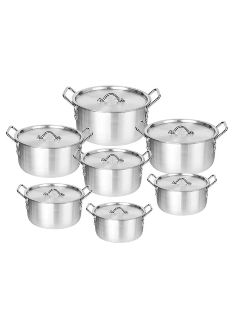 7-Piece Aluminum Hot Pot Cookware Set with Lids Kitchen Cooking Essentials - Image 1