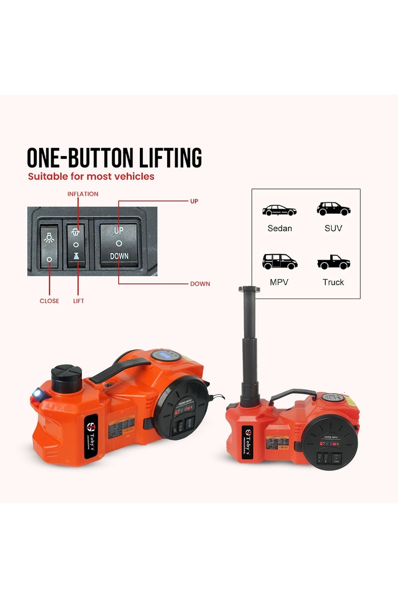 توبيز جاك كهربائي توبي 5 طن 12 فولت مجموعة جاك هيدروليكي (نطاق الرفع: 6.1~17.7 بوصة) مع جهاز نفخ جاك كهربائي للسيارة SUV سيدان MPV تغيير الإطارات مجموعة إصلاح الطوارئ - Image 3