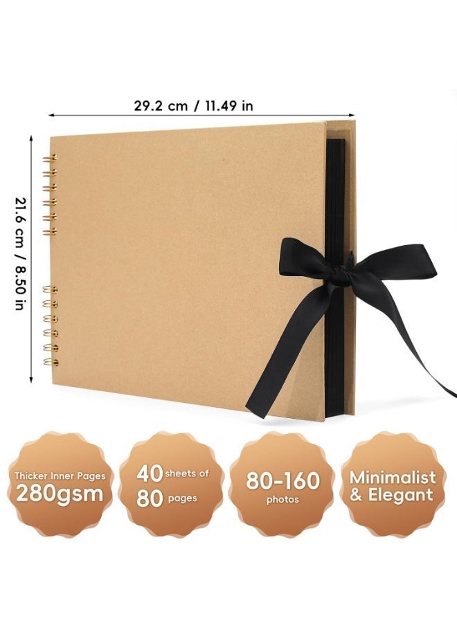 بابونا ألبوم صور على طريقة الأعمال اليدوية ٨٠ صفحة سوداء ألبوم كبير للذكريات للكتابة والصور ألبوم مخصص للصور للبالغين والأطفال - Image 2