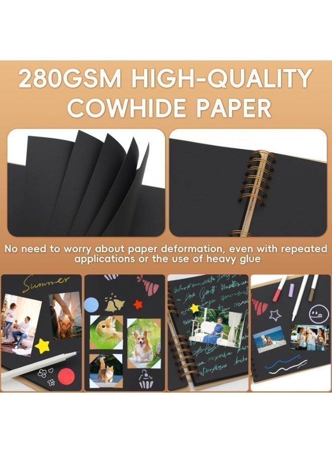 بابونا ألبوم صور على طريقة الأعمال اليدوية ٨٠ صفحة سوداء ألبوم كبير للذكريات للكتابة والصور ألبوم مخصص للصور للبالغين والأطفال - Image 3