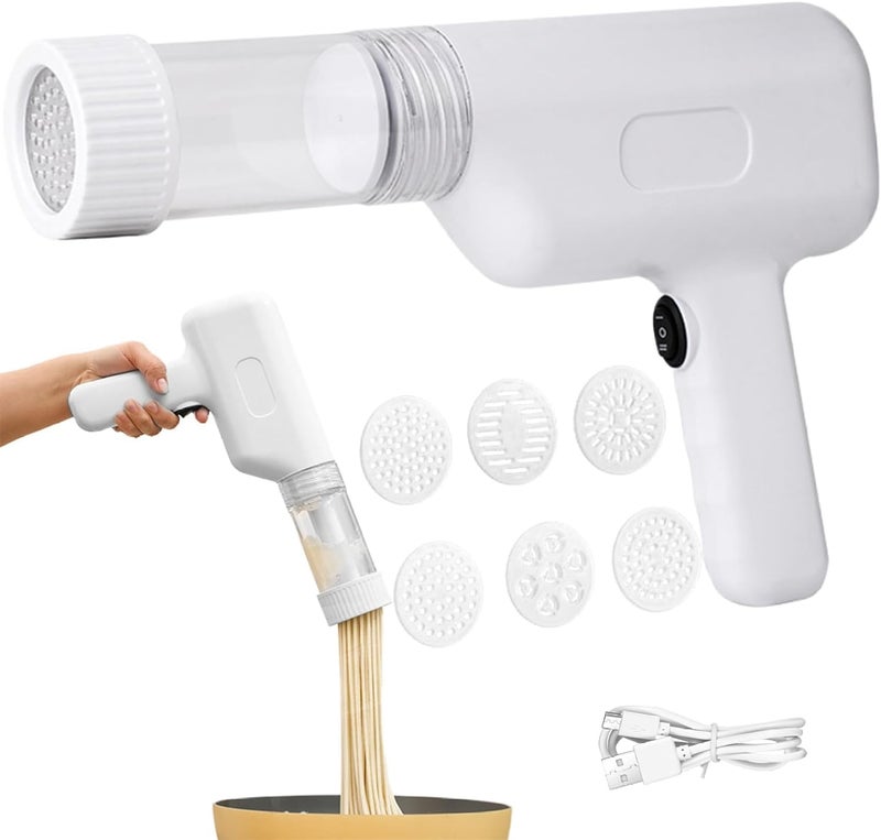 MUGATH Pasta Maker | Cordless Noodle Machine with Moulds and Cutter | Electric Noodle Maker High Efficiency Handheld Press Pasta Machine with 6 Mold for Home - Image 2
