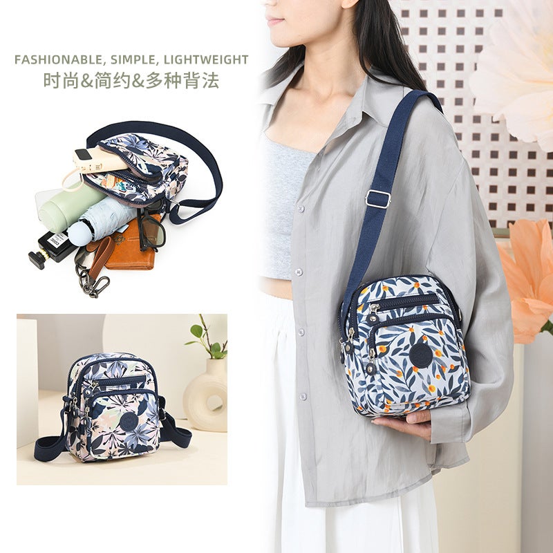 2024 Small Bag New Mobile Phone Bag Vertical Waterproof Nylon Cloth Shoulder Crossbody Bag Multi-Level Women'S Bag Small Change Bag - Image 4