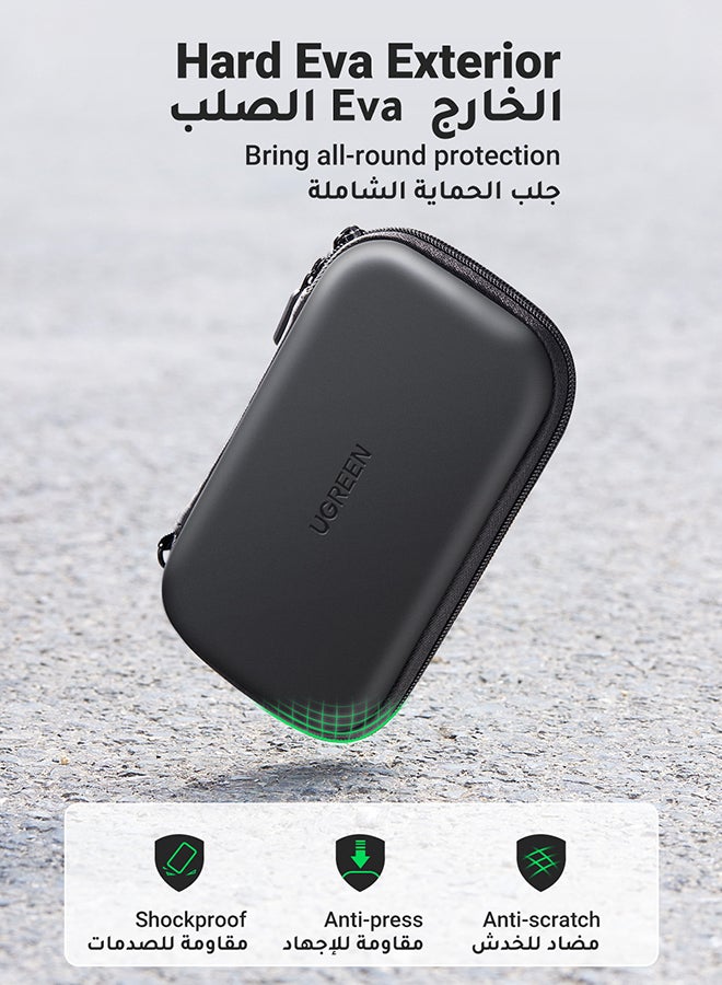 يو جرين حقيبة محرك الأقراص الصلبة الخارجية، حقيبة تنظيم ملحقات السفر الإلكترونية لمحركات الأقراص الصلبة مقاس 2.5 بوصة، مثل Western Digital وToshiba وSeagate وPower Bank وكابل USB وسماعات الأذن والبطاقات والمزيد باللون الأسود - Image 4