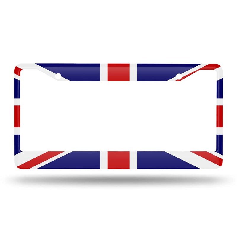 Beabes The Union Jack إطار لوحة ترخيص العلم البريطاني علم المملكة المتحدة إطار لوحة ترخيص مبتكر لوحة ترخيص حامل علامة السيارة إطار لوحة ترخيص معدني للمركبات الأمريكية القياسية - Image 2