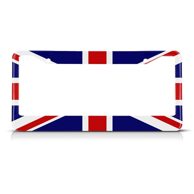 Beabes The Union Jack إطار لوحة ترخيص العلم البريطاني علم المملكة المتحدة إطار لوحة ترخيص مبتكر لوحة ترخيص حامل علامة السيارة إطار لوحة ترخيص معدني للمركبات الأمريكية القياسية - Image 1