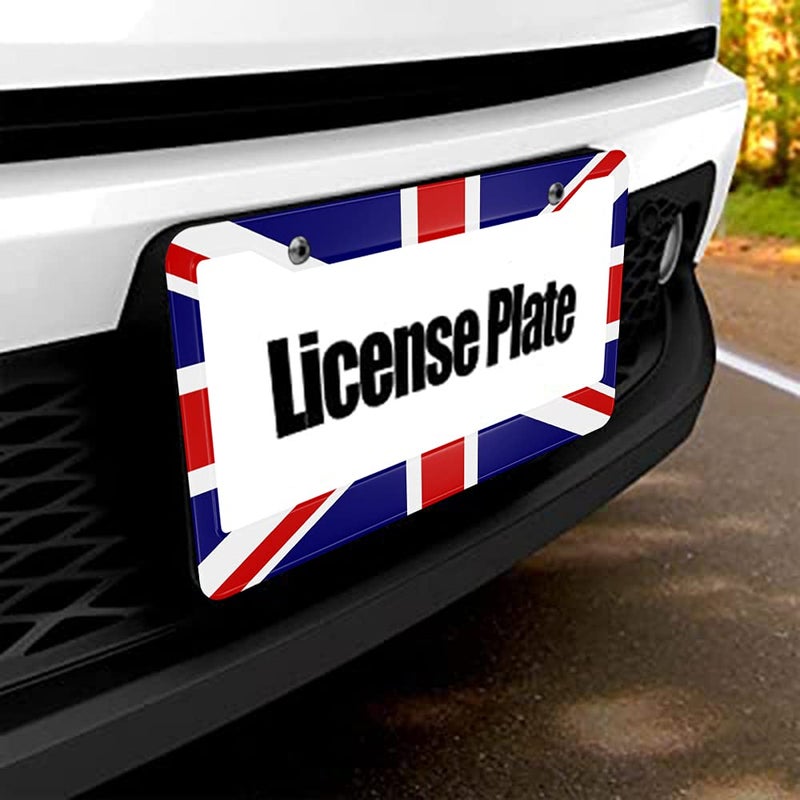 Beabes The Union Jack إطار لوحة ترخيص العلم البريطاني علم المملكة المتحدة إطار لوحة ترخيص مبتكر لوحة ترخيص حامل علامة السيارة إطار لوحة ترخيص معدني للمركبات الأمريكية القياسية - Image 5