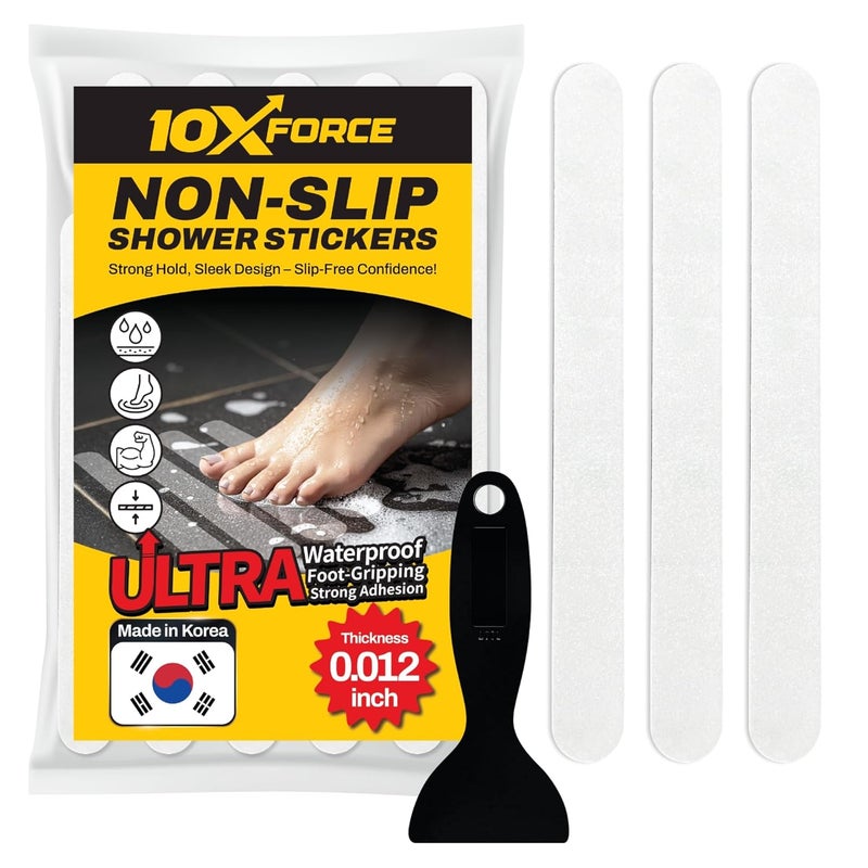 10XForce [Made in Korea] Ultra-Thin Bathtub Non Slip Stickers - Diamond Grip Non Slip Bathtub Stickers with Strong Adhesive for Elderly and Safety Use (10) - Image 1