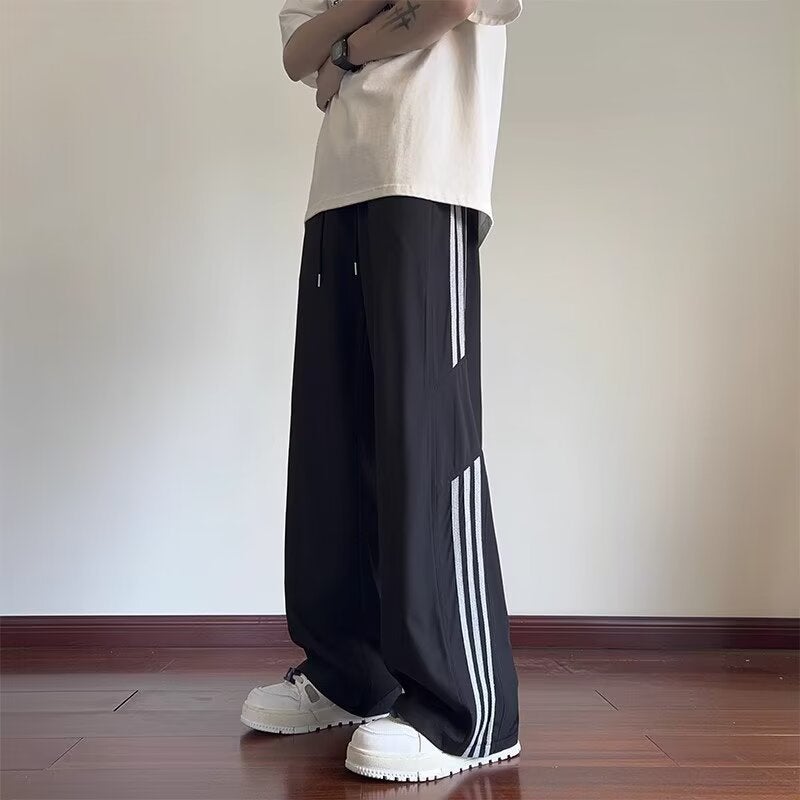 Striped Quick-Drying Ice Silk Pants Men'S Autumn New Loose Wide-Leg Boys Sports Pants Youth Casual Trousers - Image 4
