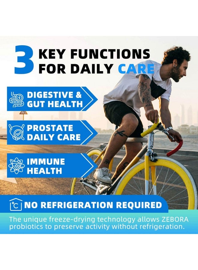 ZEBORA Probiotics for Men 100 Billion CFU - Probiotics for Digestive Health, Men's Probiotics Supplement, Prebiotics & Enzymes, for Prostate Health with Saw Palmetto | 90 Veg Capsules - Image 3