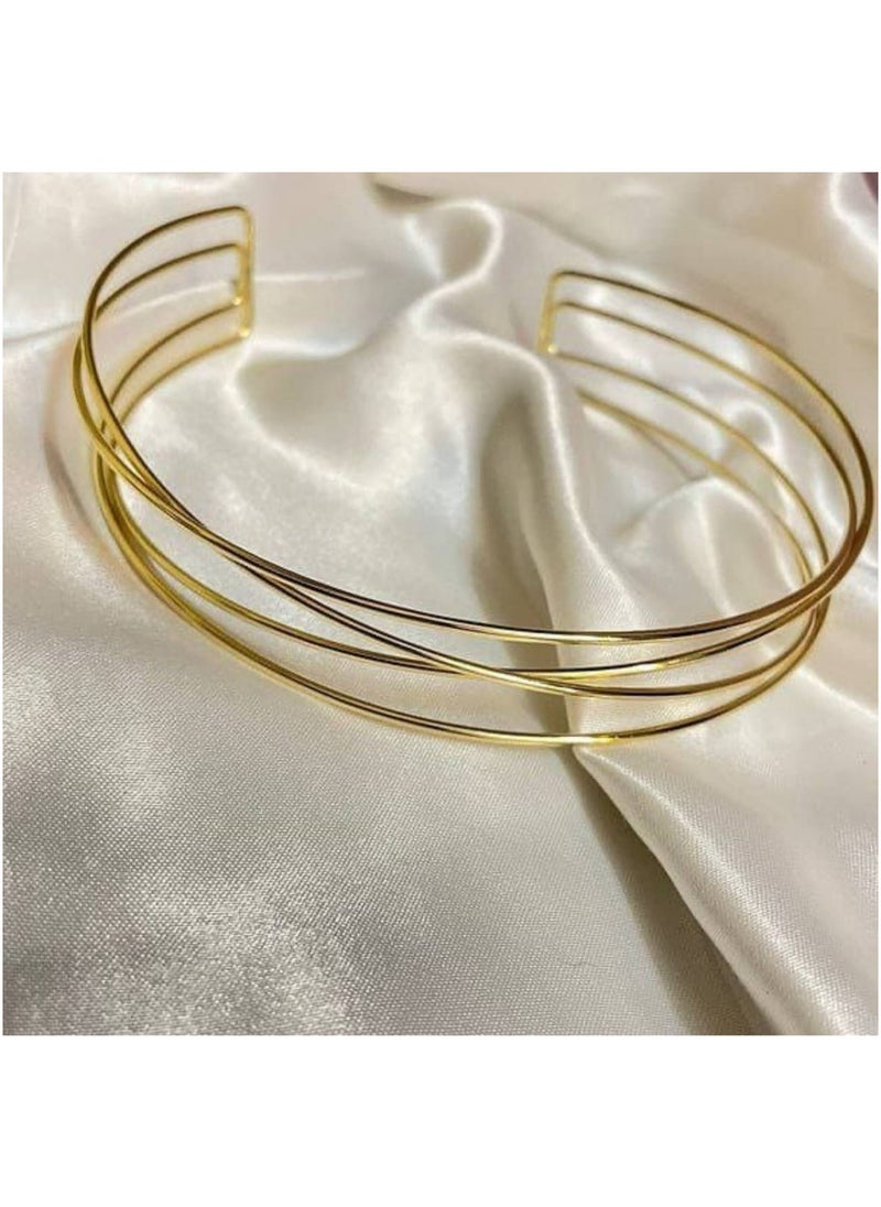 Generic - Exceptional choker with an elegant design made from pure stainless steel, featuring a modern design with interwoven thin lines that add a sophisticated touch, perfect for all your looks, whether casual or formal. Resistant to rust and color changes, making it a long-lasting piece in your wardrobe! - Image 1