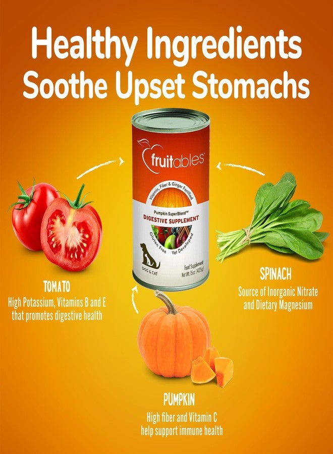 Fruitables Pumpkin Digestive Supplement - Made in USA Canned Pumpkin Puree for Dogs & Cats - Dog Digestive Support - 15 oz (4 Pack) - Image 2