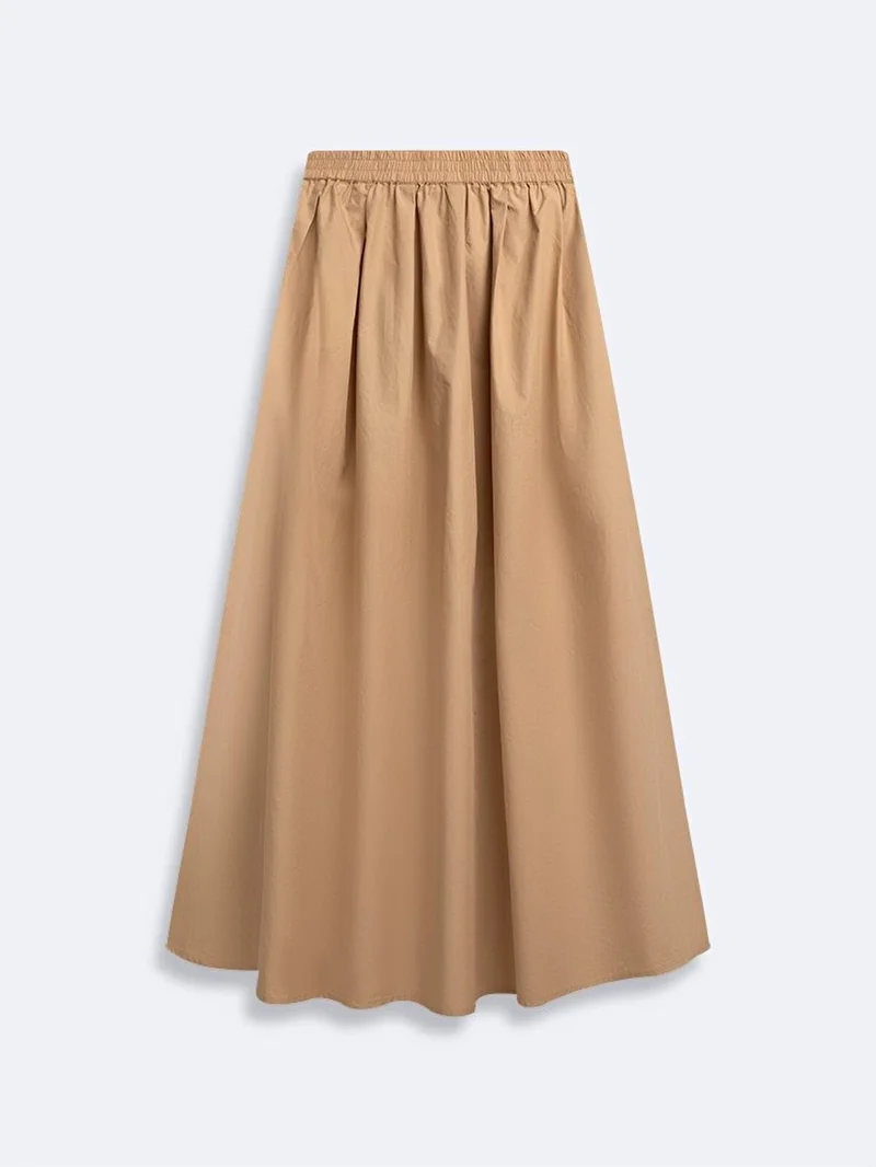 Women's Basic Midi Beige Skirt
