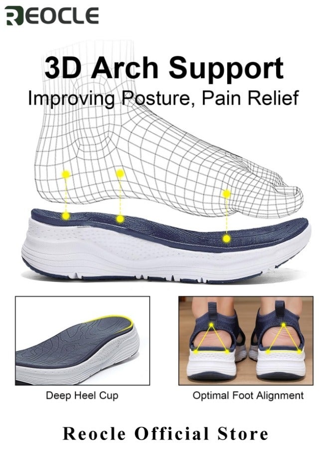 REOCLE Women's Comfortable Sandals Walking Sport Athletic Sandals Open Toe Slip On Thick Soled Sandals Leisure Shoes Breathable Fish Mouth Shoes - Image 3