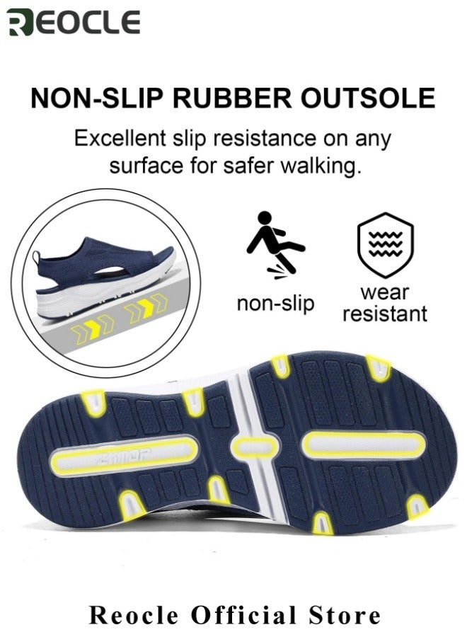 REOCLE Women's Comfortable Sandals Walking Sport Athletic Sandals Open Toe Slip On Thick Soled Sandals Leisure Shoes Breathable Fish Mouth Shoes - Image 5