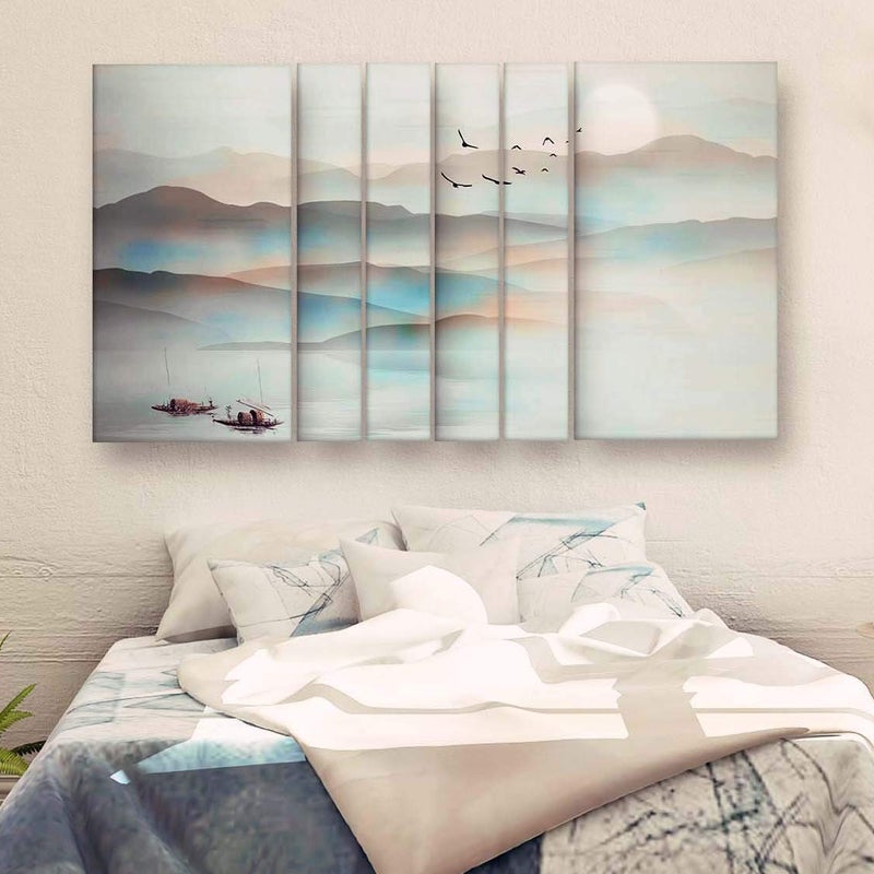 Casperme Multiple Frames Beautiful Nature Scenery Wall Painting For Living Room Canvas Painting For Home Wall Decoration Abstract Painting For Bedroom Office Hotel Decoration 60 x 36 Inches - Image 1