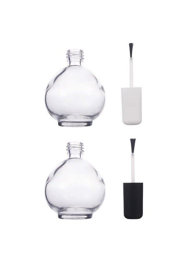 lasenersm lasenersm 2 Pieces Large Capacity 75ml (2.5oz) Empty Nail Polish Bottles with Brush Spherical Clear Glass Nail Polish Bottles Refillable Nail Polish Glass Bottles Containers for DIY Nail Art  - Image 2