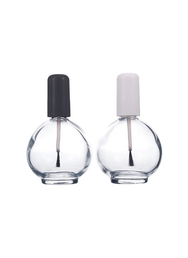 lasenersm lasenersm 2 Pieces Large Capacity 75ml (2.5oz) Empty Nail Polish Bottles with Brush Spherical Clear Glass Nail Polish Bottles Refillable Nail Polish Glass Bottles Containers for DIY Nail Art  - Image 1