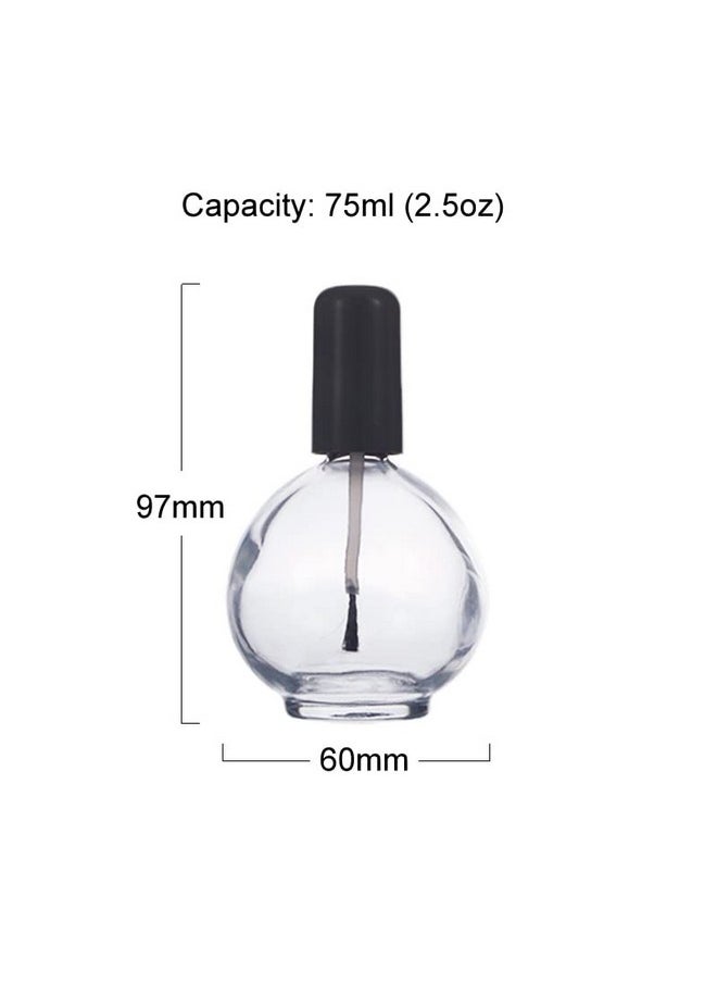 lasenersm lasenersm 2 Pieces Large Capacity 75ml (2.5oz) Empty Nail Polish Bottles with Brush Spherical Clear Glass Nail Polish Bottles Refillable Nail Polish Glass Bottles Containers for DIY Nail Art  - Image 3