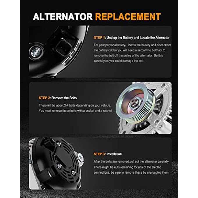 ASAPE 11504 Alternator 140 Amp Replacement for Liberty 2010 2011 2012 3.7L(226) v6 Replace OE# AND0608 05149275AA 421000-0780 400-52421R 5149275AA - Image 5