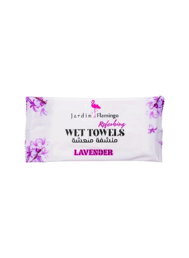 Jardin Flamingo Refreshing Wet Towels – Lavender Scent – Soft & Gentle Disposable Wipes for Face & Hands | Ideal for Travel, Gym & Daily Use – 25 Pieces - Image 1