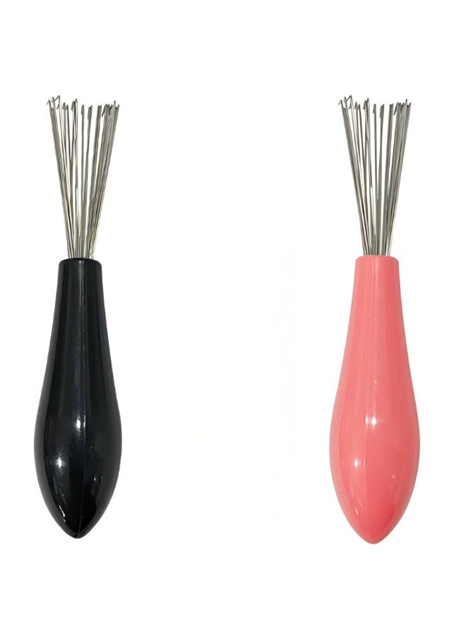 يوكانبي مجموعة مكونة من قطعتين لأداة تنظيف فرشاة الشعر – باللونين الأسود والوردي لتنظيف الشعر والأوساخ من الفرشاة بسهولة - Image 1