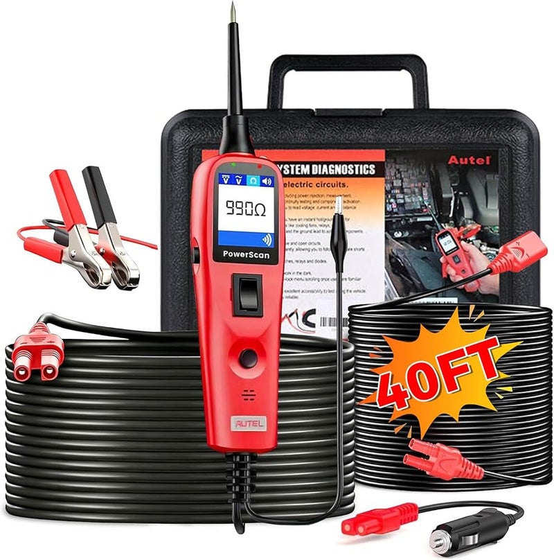 أوتل تستطيع أداة اختبار الدوائر Autel PowerScan PS100 اختبار الأطراف الموجبة والسالبة والدوائر المفتوحة بسهولة، بالإضافة إلى اختبار الاستمرارية وتشخيص أعطال الدوائر وفحص جودة الأرضيات الكهربائية (الجيدة والسيئة)، وسهولة قراءة قيم التيار والمقاوم - Image 1