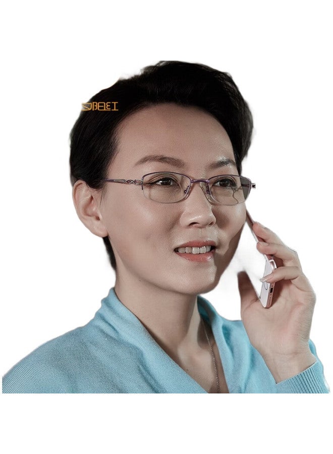 Sunset Red Bifocal Glasses With Anti-Blue Light High Definition Intelligent Zoom Folding Elderly Reading Glasses 9013 Purple +100 Degrees - Image 2