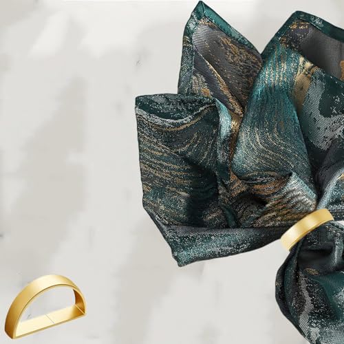 GERILKAI 8 Pcs Matt Gold Napkin Rings - Metal Napkin Ring,Stainless Steel Napkin Rings for Table Settings Wedding Christmas Party Dinner Table(Semicircle) - Image 5