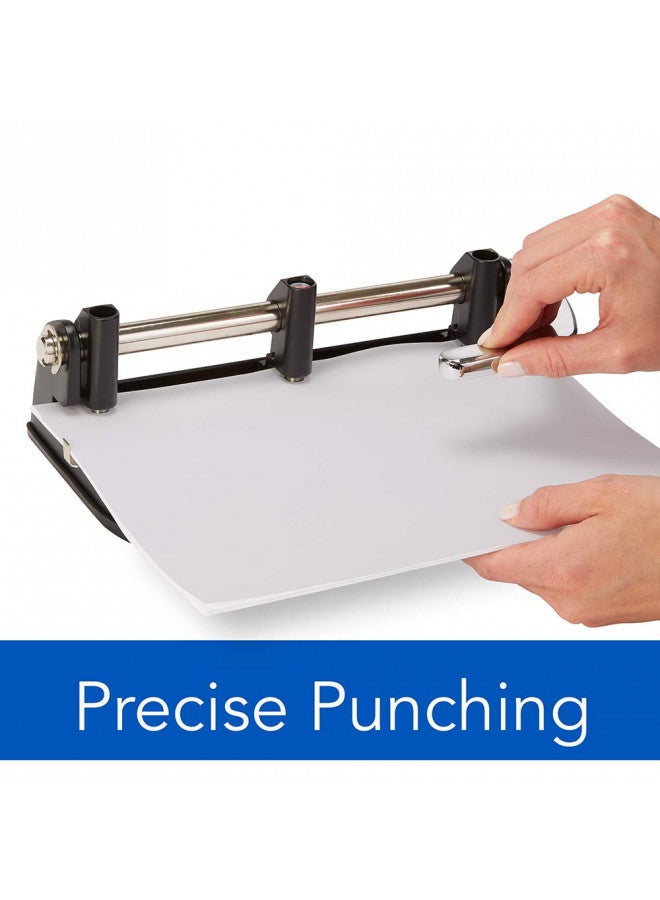 Swingline 2-7 Hole Punch, Adjustable, Heavy Duty Hole Puncher, 40 Sheet Punch Capacity, Chrome/Black/Woodgrain (74400) - Image 4