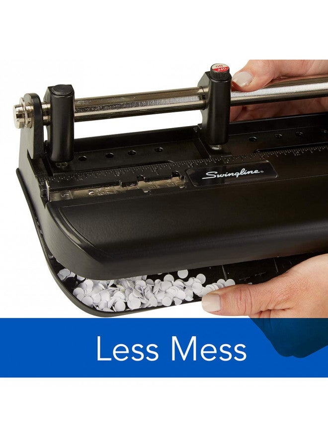 Swingline 2-7 Hole Punch, Adjustable, Heavy Duty Hole Puncher, 40 Sheet Punch Capacity, Chrome/Black/Woodgrain (74400) - Image 5