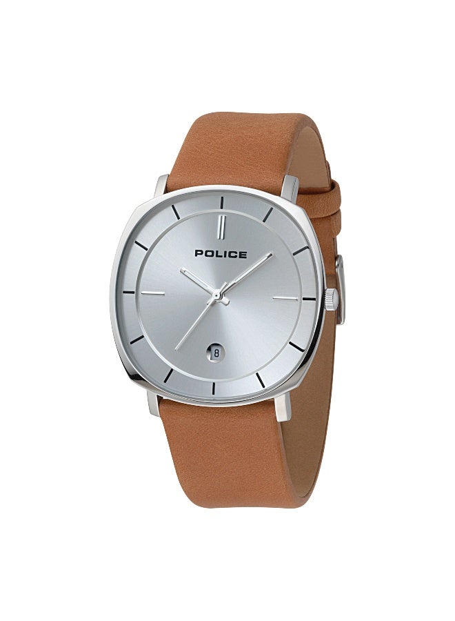 POLICE Men Epic Brown Leather Strap Analog Watch for Men, 40mm - Image 2