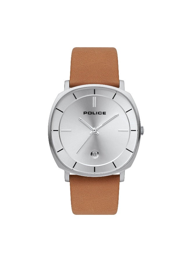 POLICE Men Epic Brown Leather Strap Analog Watch for Men, 40mm - Image 1