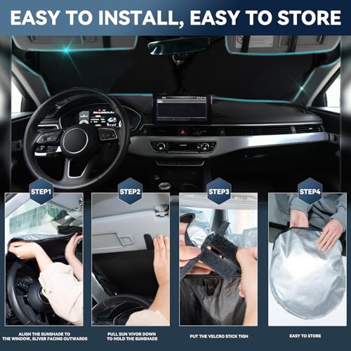 ZOIBV Sun Shade Sunshade for Honda Pilot 2016-2025 2026 Windshield Cover, 4-Layers Sun Shield 240T Silver Sun Visor Foldable Window Shade for Pilot EX-L Special Edition Elite Black Edition Touring - Image 5