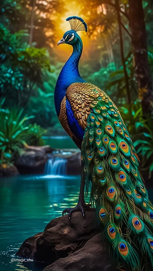 Fliptic Peacock Poster for Wall Vastu, Stylish Peacock Artwork for Home & Office Decoration, 12 x 18 Inch, 300 GSM Paper, Pack of 1 - Image 1