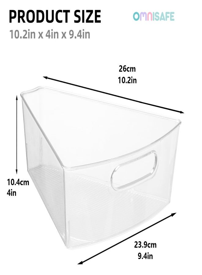 OMNISAFE Lazy Susan Organizer Bins,10.2”x 9.4”x 4”, 26" Diameter Clear Durable Kitchen Cabinet Storage Bin Set with Handle, Food Safe, Non-Slip Pads, BPA Free - Image 2