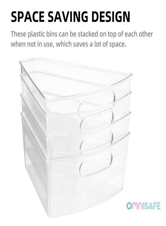 OMNISAFE Lazy Susan Organizer Bins,10.2”x 9.4”x 4”, 26" Diameter Clear Durable Kitchen Cabinet Storage Bin Set with Handle, Food Safe, Non-Slip Pads, BPA Free - Image 4