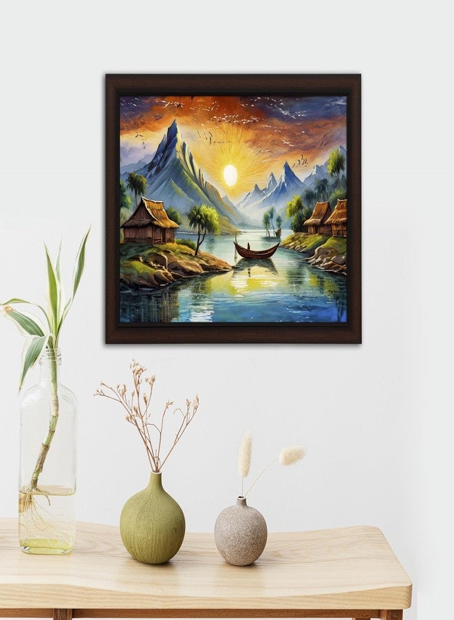 Masstone Beautiful Lake Scenery with Flute Wall Painting with UV Textured Effect Framed HD, 34x27 cm Wall Hanging Photos Home Décor Wall Art For Living Room, Bedroom, Drawing room - Image 4