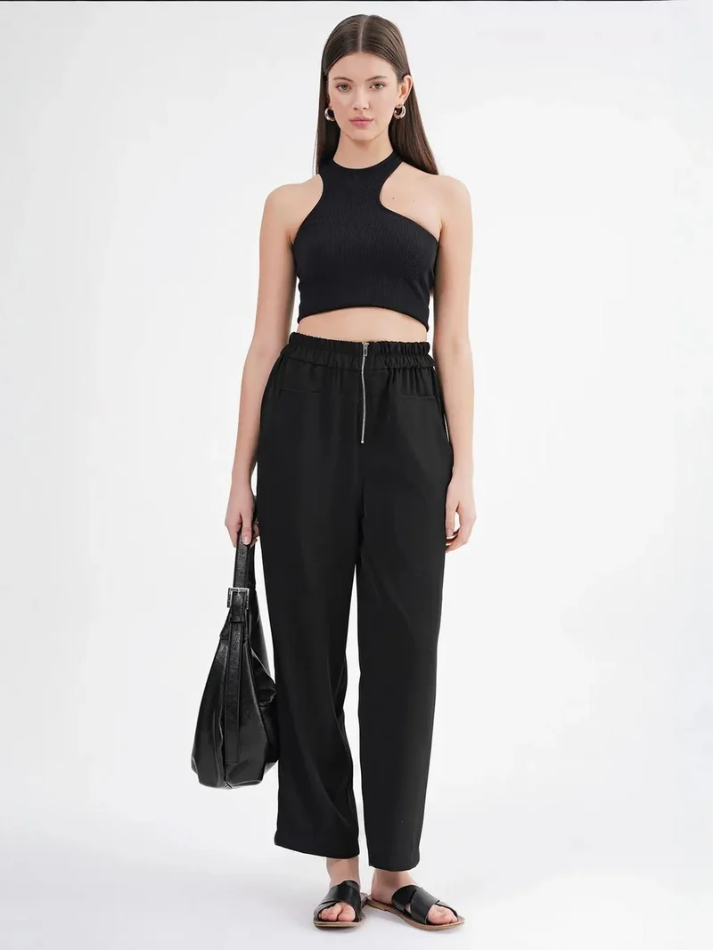 MixRay Black Mixray Drawstring Waist Cigarette Jogger Pants for Women | Best Price UAE