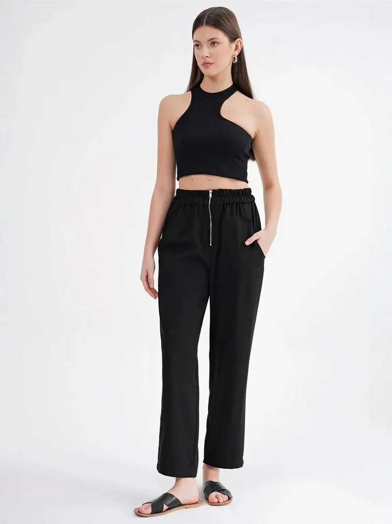 Mixray Black Mixray Drawstring Waist Cigarette Jogger Pants for Women | Best Price UAE