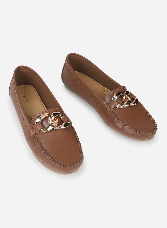 YOHO Brown Bliss Chain Decor Cushioned Loafers - Image 4
