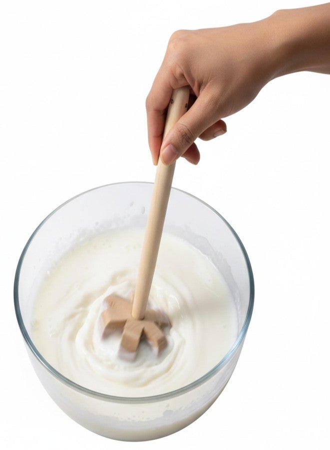 Drumstone (3 Year Warranty) Wooden Whisk Handcrafted Kitchen Beater for Mixing Stirring Blending Wooden, Traditional Lassi Maker, Manual Milk Frother, Stirring Whisk for Yogurt and Buttermilk - Image 5